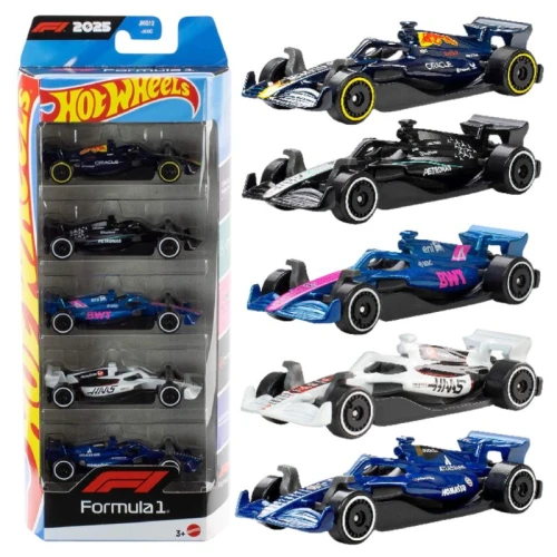 Hot Wheels 5-Pak Samochodziki Bolidy Wyścigowe Formuła 1 F1 Autka Metalowe Zestaw Pięciopak 1:64