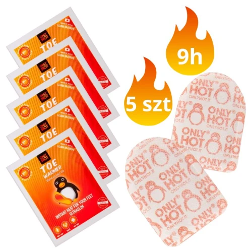 Zestaw 5 x Only Hot Toe Warmer Ogrzewacze Do Palców U Stóp Turystyczne Grzejki Ogrzewacz Komplet 2 sztuki Do Plecaka Ewakuacyjnego Do 9h