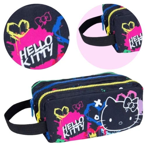  Piórnik Coolpack Primus Hello Kitty Czarny Trzykomorowy Duży Szkolny Saszetka Dla Dziewczynki Pojemny