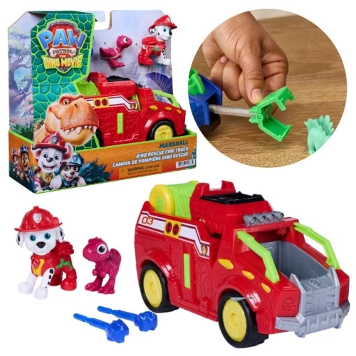 Psi Patrol I Dinozaury Zabawka Filmowa Zabawka Z Filmu Dino Film Pojazd Krążownik Transporter Figurka Marshall + Dinozaur Rabarbar