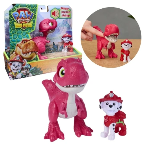 Psi Patrol I Dinozaury Zabawka Filmowa Zabawka Z Filmu Dino Film Zestaw Figurek Interaktywny Ryczący Dinozaur Rabarbar + Marshall