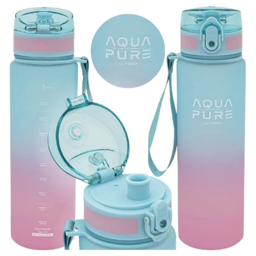 Astra Aqua Pure Bidon Na Wodę Butelka Do Picia Wody Duża Szkolna Treningowa Bez BPA 600ml Turkusowa