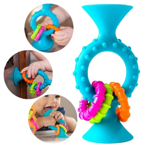 Zabawka Sensoryczna Fat Brain Toyco pip Squigz Loops Grzechotka Dla Niemowląt Gryzak Dla Dzieci Z Przyssawką