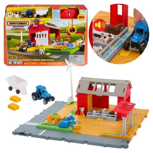 Farma Matchbox Action Drivers Prawdziwe Przygody Dla Dzieci Traktor Dźwięki Figurki Zwierzątka Akcesoria