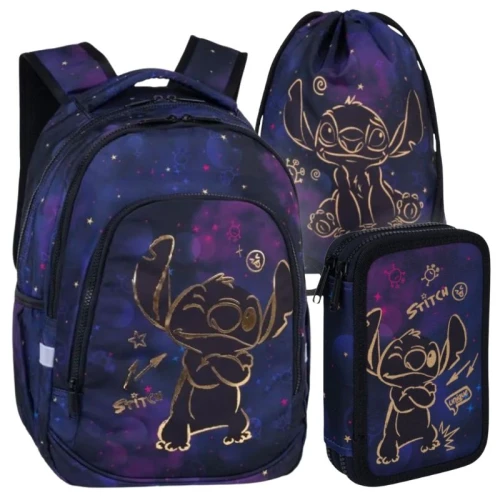 Zestaw Szkolny 3w1 Coolpack Plecak Dwukomorowy Pojemny + Piórnik Z Wyposażeniem + Worek Na Buty Obuwie Sportowy WF Stitch
