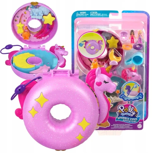 OUTLET! Mattel Polly Pocket Zestaw Torebka Kompaktowa Jednorożec Koło Do Pływania