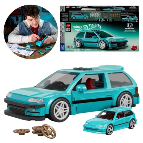  Klocki Hot Wheels Brick Shop Speed Series Składany Samochód '90 Honda Autko Do Złożenia 10+