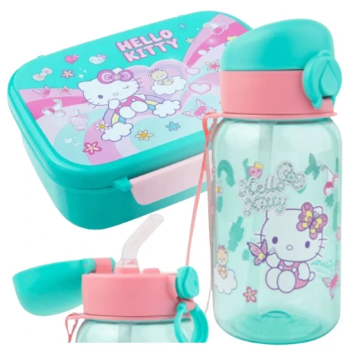 Zestaw Szkolny Śniadaniowy 2w1 CoolPack Bidon Hugo 500ml + Lunchbox Śniadaniówka Z Przegródką FoodyX Hello Kitty