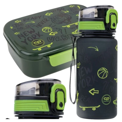 Zestaw Szkolny Śniadaniowy 2w1 CoolPack Bidon Brisk Mini 400ml + Lunchbox Śniadaniówka Z Przegródką FoodyX Tiger