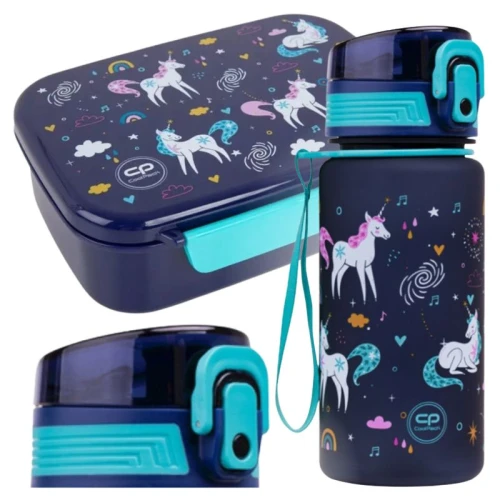 Zestaw Szkolny Śniadaniowy 2w1 CoolPack Bidon Brisk Mini 400ml + Lunchbox Śniadaniówka Z Przegródką FoodyX Mrs Unicorn