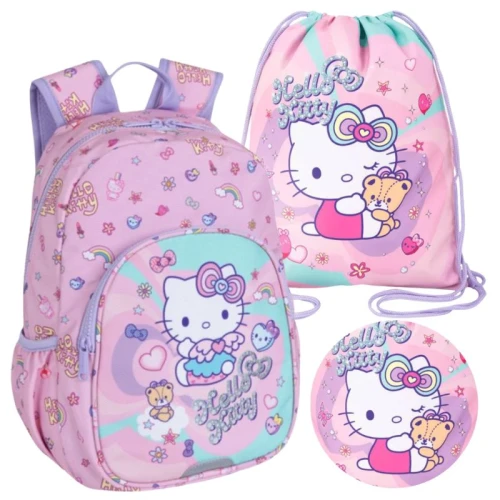 Zestaw Przedszkolny Wycieczkowy 2w1 Coolpack Plecak Mały Dziecięcy + Worek Na Buty Obuwie Sportowy WF Hello Kitty