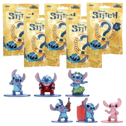 Zestaw 5 x Disney Lilo I Stitch Saszetka Z Figurką Figurka Niespodzianka Metalowa 4 Cm.