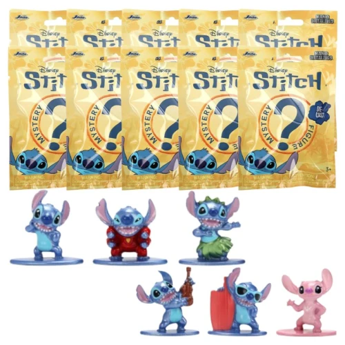 Zestaw 10 x Disney Lilo I Stitch Saszetka Z Figurką Figurka Niespodzianka Metalowa 4 Cm.