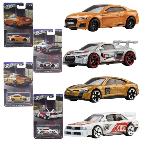 Zestaw Hot Wheels Silver Series 4 Autek Samochodzików Audi Pojazd Autko GRT01 RS E-Tron GT RS 5 Coupe R8 LMS 90 Quattro