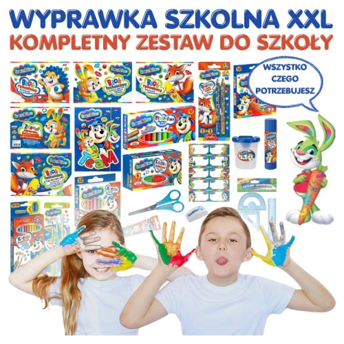 Bambino Wyprawka Szkolna Kompletny Zestaw Do Szkoły Duży XXL 20 Elementów Bloki Kredki Nożyczki