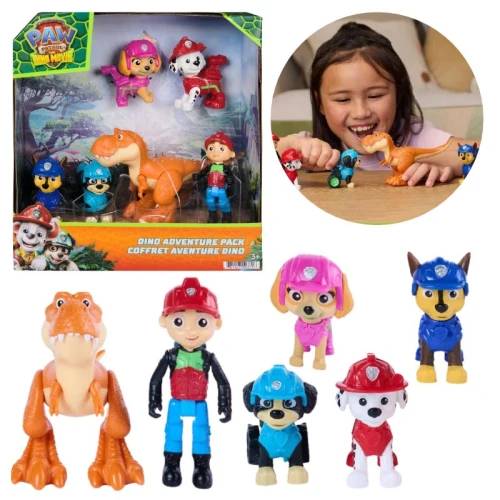 Psi Patrol I Dinozaury Dino Movie Zestaw Figurek 6 Sztuk Figurki Marshall Skye Chase  T-rex Timmy