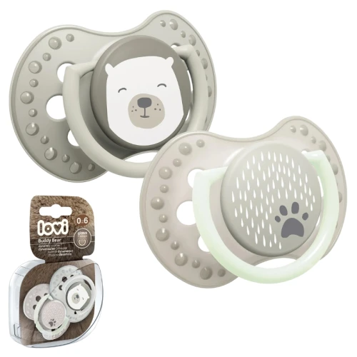 OUTLET! Lovi Smoczek Silikonowy Dynamiczny 2szt. Buddy Bear 0-6m