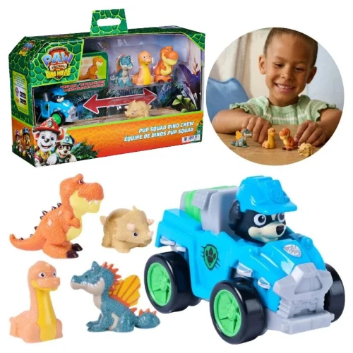 Psi Patrol I Dinozaury Zabawka Filmowa Zabawka Z Filmu Dino Film Pojazdy Zestaw 4 Figurek Pup Squad Małe Figurki Figurka Rex + Dinozaury