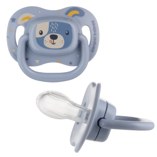 OUTLET! Canpol Babies Silikonowy Smoczek Symetryczny 6-18 m CUTE ANIMALS Niebieski