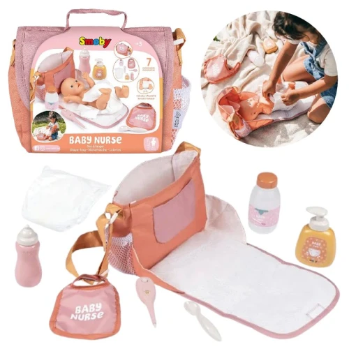 Zestaw Do Pielęgnacji Dla Laki Little Smoby Baby Nurse Torba Butelka Pielucha Śliniak Akcesoria