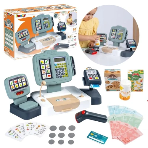 Little Smoby Zabawka Kasa Fiskalna Sklepowa Skaner Dla Dzieci Zabawa W Sklep Akcesoria 30 Elementów