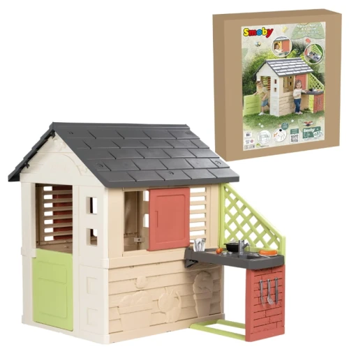 OUTLET!  Smoby Life Nature Z Kuchnią Domek Ogrodowy Dla Dzieci Z Akcesoriami 2+ 