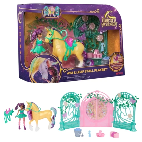 OUTLET! Spin Master Unicorn Academy Zestaw Boks Dla Konia + Zmieniający Kolor Jednorożec + Lalka Ava