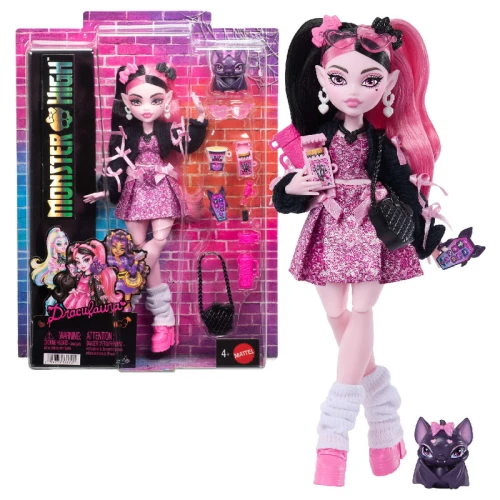 Lalka Modowa Monster High Draculara Czarna z Akcesoriami Zestaw Dla Dzieci 4+
