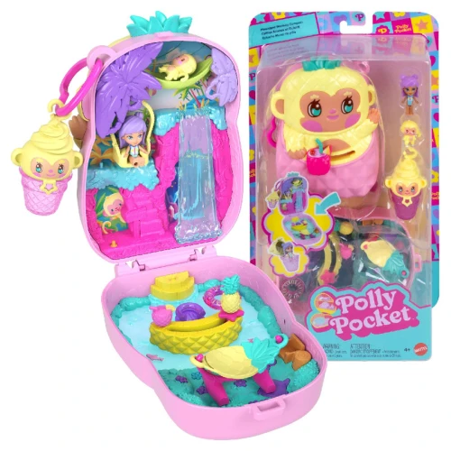 Figurka Polly Pocket Ananasowe Małpki Zestaw Kompaktowy Zabawka Dla Dzieci 4+