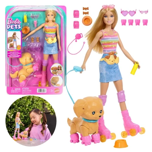 Zestaw Barbie Pets Jazda Na Wrotkach Z Pieskiem I Akcesoriami Lalka Modowa Dla Dzieci