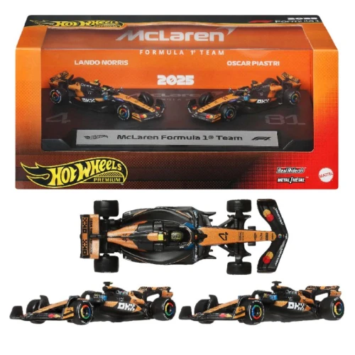Hot Wheels Premium Formuła 1 Zestaw 2-pak Bolidy F1 Model Mclaren Zabawka W Skali 1:64