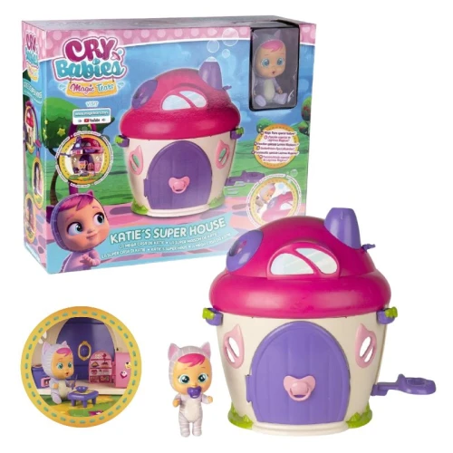 Lalka Bobas Cry Babies Magic Tears Zestaw Domek Katie Zestaw z Akcesoriami Smoczek Butelka