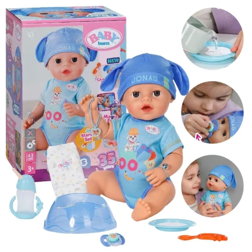 Baby Born Interaktywna Duża Lalka Jonas Bobas + Akcesoria Smoczek Pielucha 36 Cm