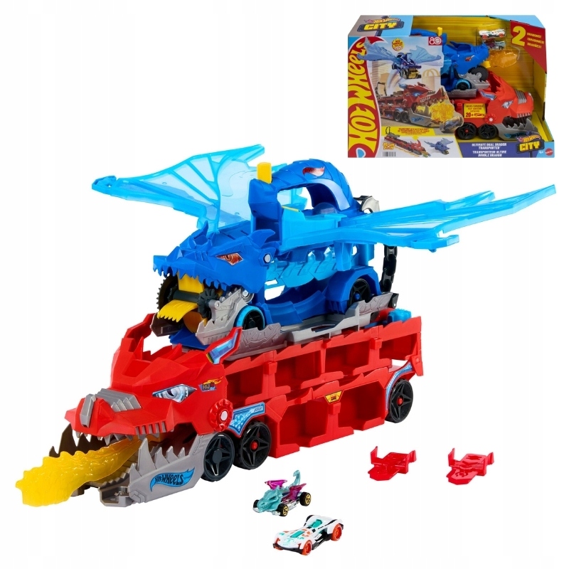 Hot Wheels City Zestaw Tor Transporter Podwójny Smok 2w1