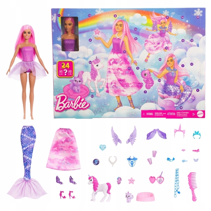 Barbie Świat Fantazji Kalendarz Adwentowy 2025 24 Niespodzianki