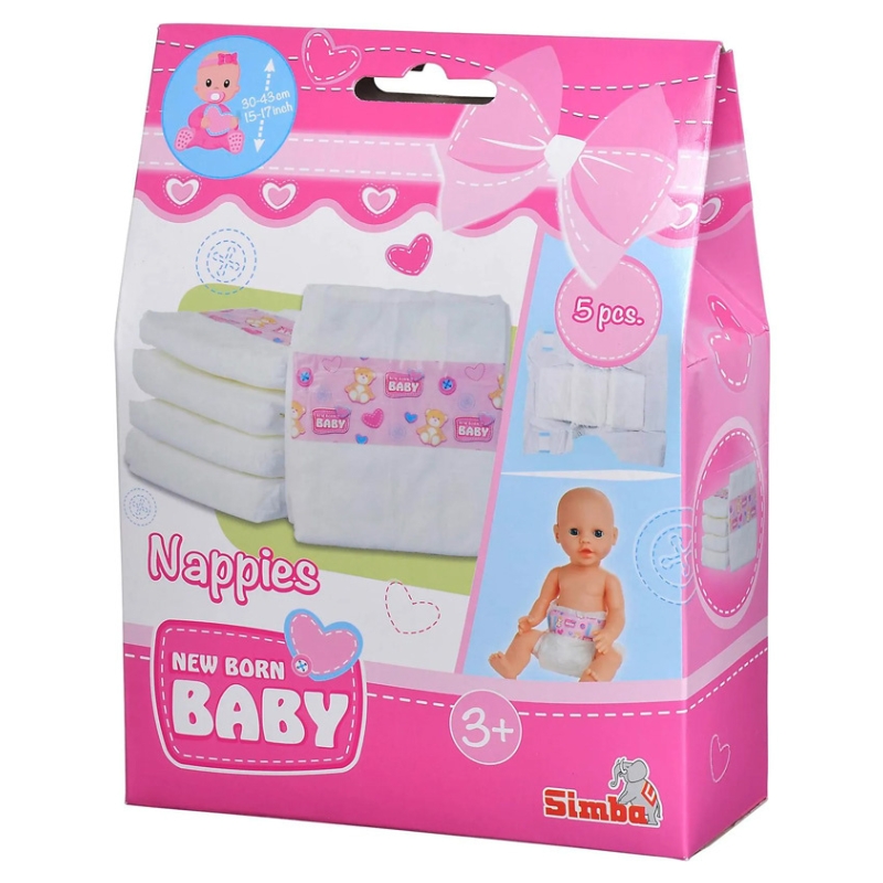 New Born Baby Zestaw 5 Pieluszek Dla Lalki