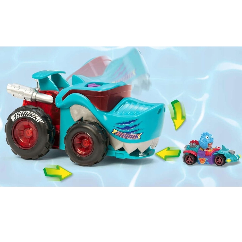 T-Racers Samochód T-Shark Mega Wheels Wyrzutnia Z Autkiem I Figurką Kierowcy