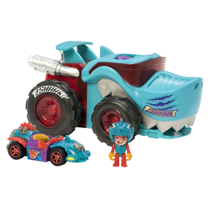 T-Racers Samochód T-Shark Mega Wheels Wyrzutnia Z Autkiem I Figurką Kierowcy