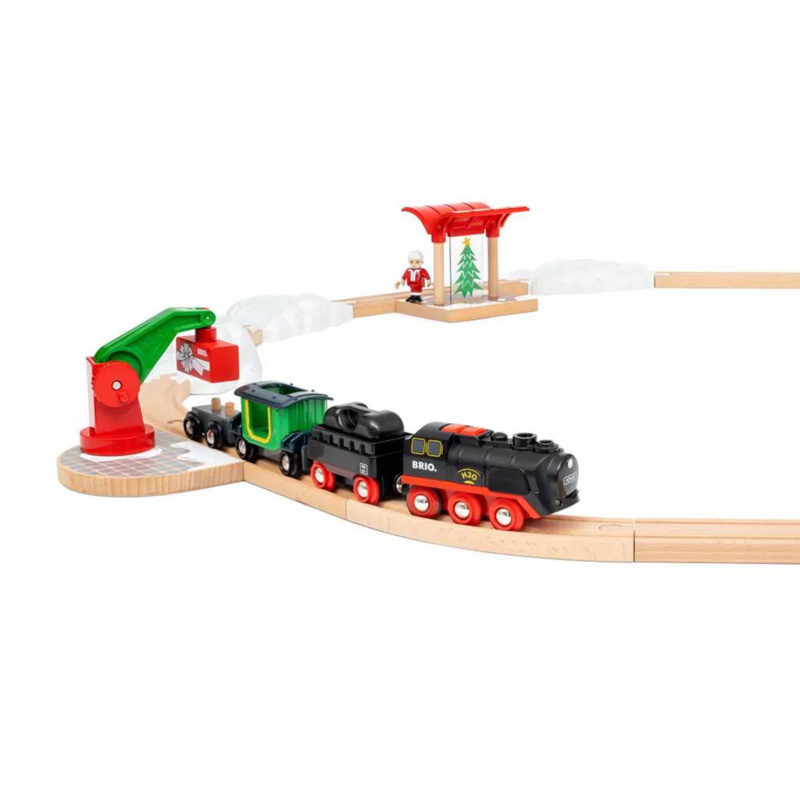 Brio World Zestaw Kolejowy Z Lokomotywą Parową Bożonarodzeniowy