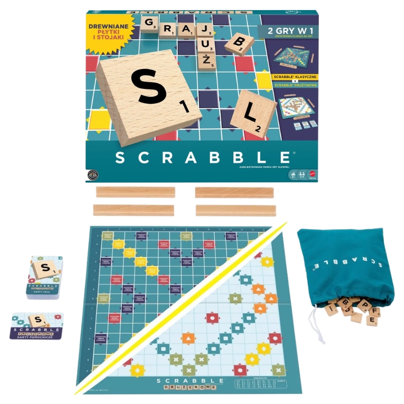 Mattel Gra Planszowa Scrabble Drewniane Elementy