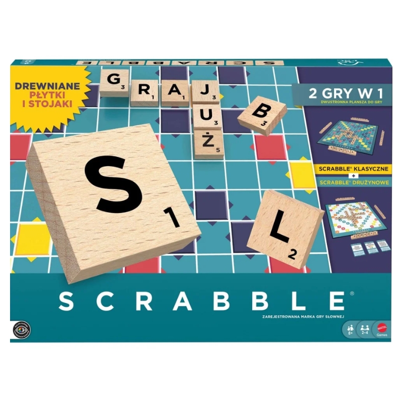 Mattel Gra Planszowa Scrabble Drewniane Elementy
