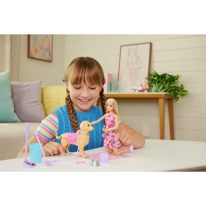 Barbie Family&Friends Spacer Z Pieskiem Czyścioszkiem + Akcesoria 3+