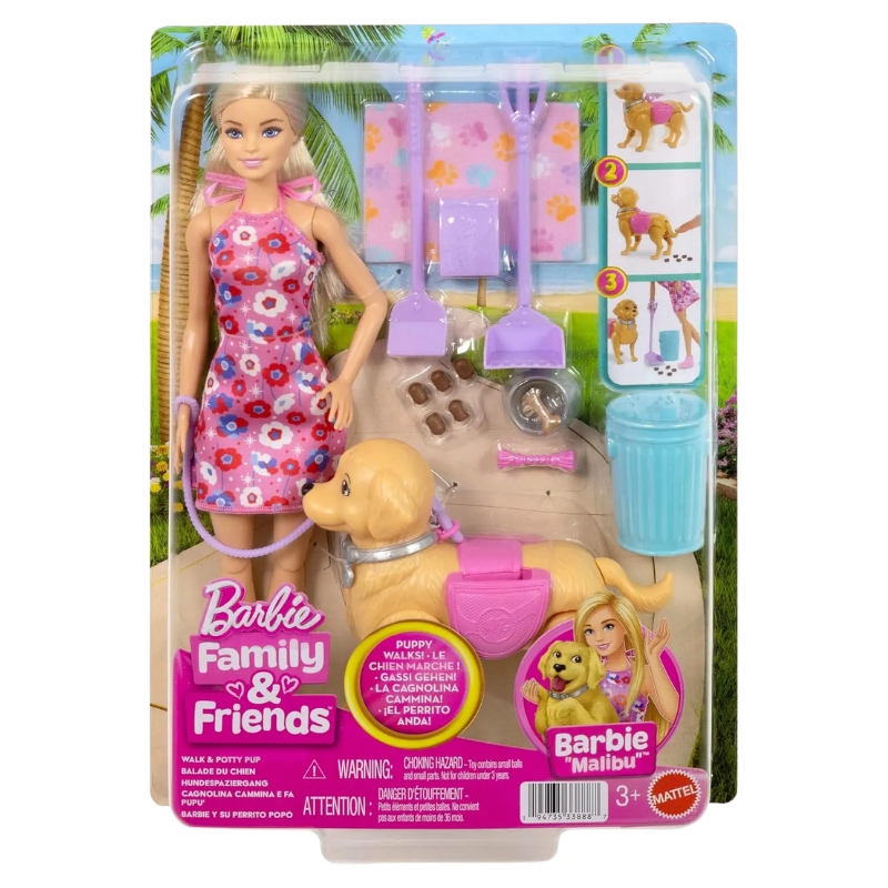 Barbie Family&Friends Spacer Z Pieskiem Czyścioszkiem + Akcesoria 3+