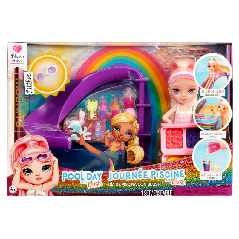 Rainbow High Littles Zestaw Mały Basen z Akcesoriami i Lalką Blush Parker 6+