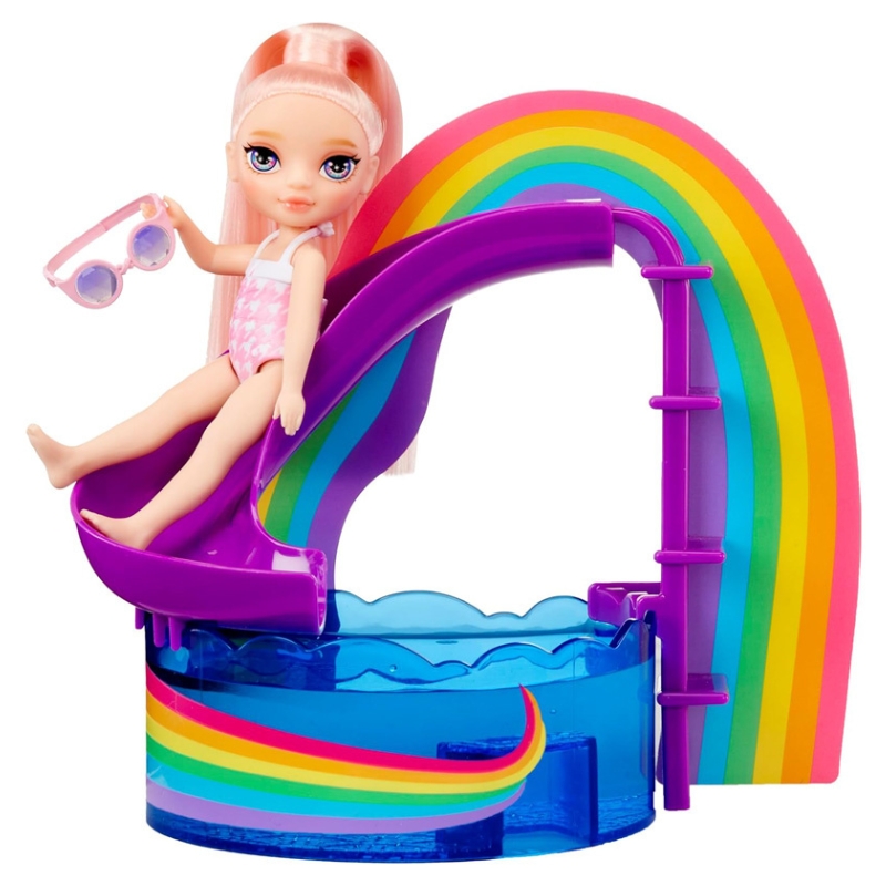 Rainbow High Littles Zestaw Mały Basen z Akcesoriami i Lalką Blush Parker 6+