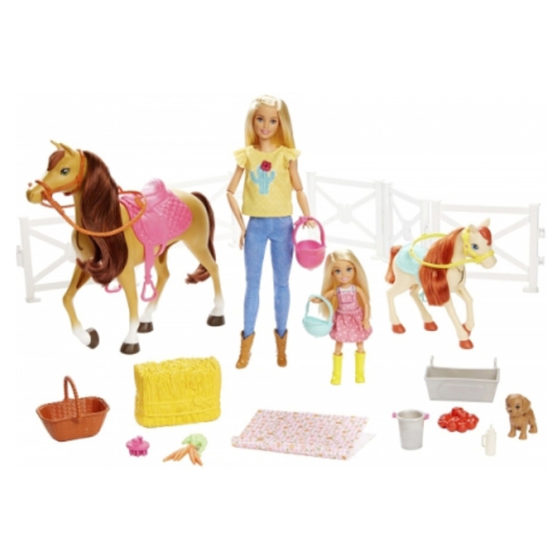 Barbie Zestaw Stadnina Koni 2 Lalki + Akcesoria 3+