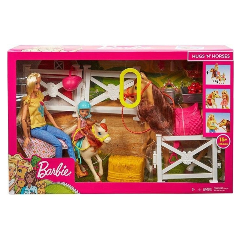 Barbie Zestaw Stadnina Koni 2 Lalki + Akcesoria 3+