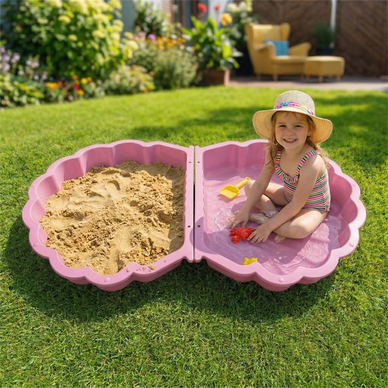Paradiso Toys Piaskownica Plastikowa Zamykana Z Pokrywą 2w1 Basen Basenik Dla Dzieci Shell Muszla Muszelka Różowa