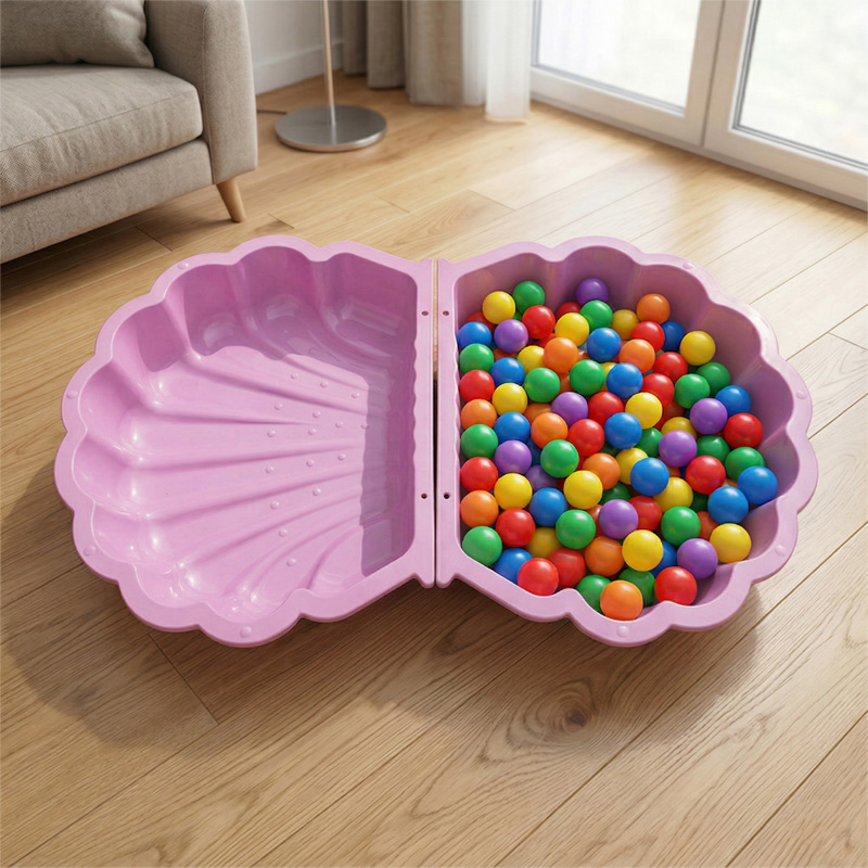 Paradiso Toys Piaskownica Plastikowa Zamykana Z Pokrywą 2w1 Basen Basenik Dla Dzieci Shell Muszla Muszelka Różowa