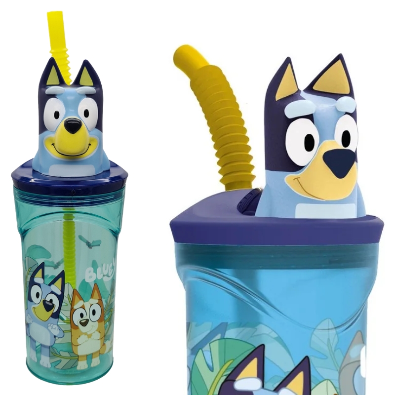 Stor Bluey Kubek Ze Słomką Z Figurką 3D Bidon Dla Dzieci 360ml